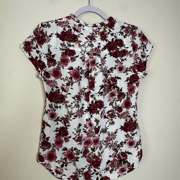 41 Hawthorn Tiffiny Tulip Sleeve Blouse Women’s XS Petite White Maroon NWT - Picture 5 of 7
